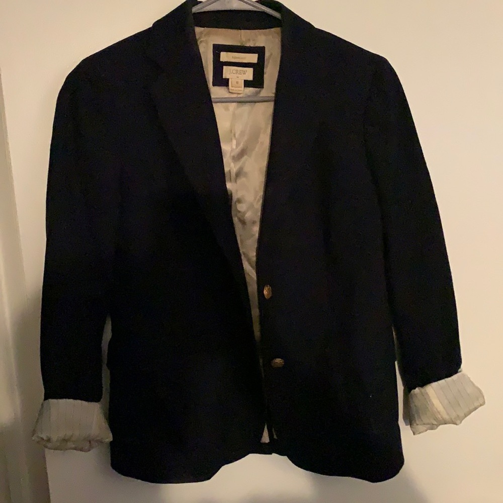 Navy blue J Crew blazer, gold buttons, size 0